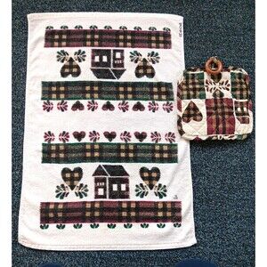 Cecil Saydah House and Hearts Kitchen Dish Towel and Pot Holder